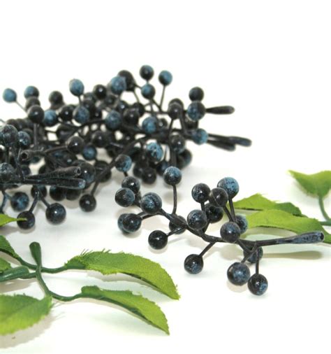 10 Navy Blue Choke Berry Sprigs Odd Floral Etsy Sweden