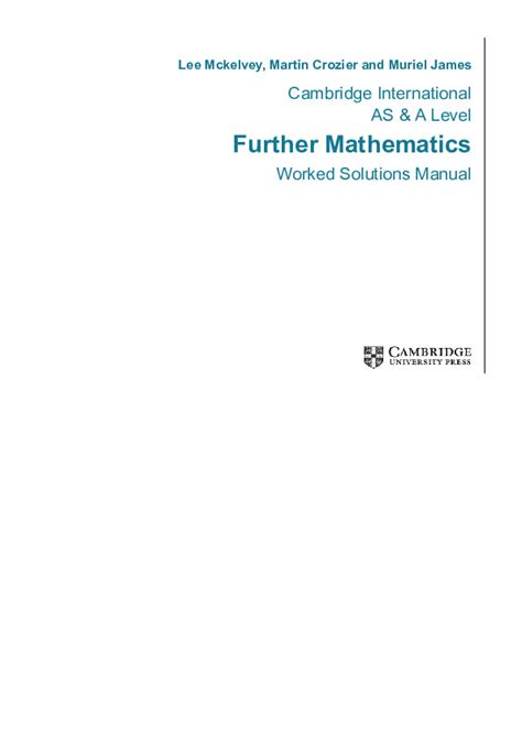 Cambridge International As And A Level Further Mathematics Worked