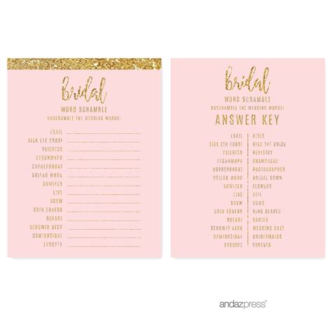 Buy Word Scramble Blush Pink Gold Glitter Print Wedding Bridal Shower