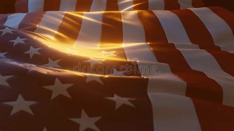 American Flag Usa Flag Close Up With Atmospheric Lighting 3d Render