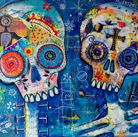 Love Day Of The Dead Sugar Skulls Painting Karen Hickerson Sugar Skull Painting Skull