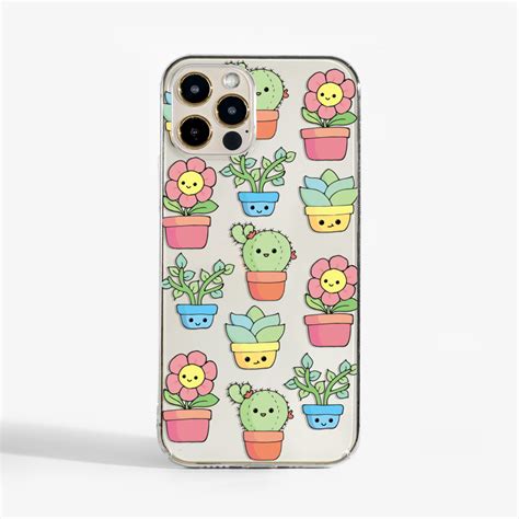 Cute Plants Clear Slimline Phone Case Dessi Designs Dessi Designs