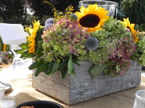 Weathered Barnwood Table Centerpieces Sunflower Centerpieces
