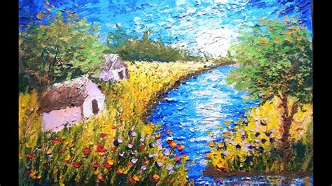 Impasto Nature Oil Pastel Painting Of Scenery Step By Step Drawing