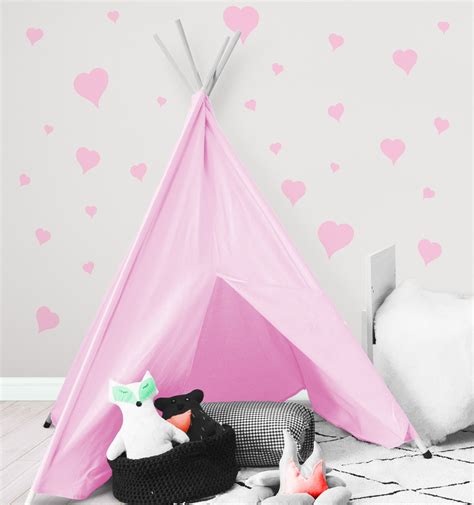 Heart Wall Decals Girls Room Stickers Pink Kids Room Mural Wall Decals