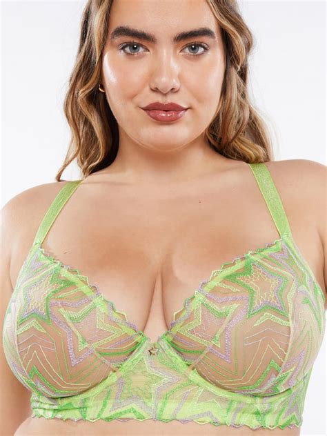 Shining Star Embroidered Unlined Demi Bra In Green Multi Savage X Fenty