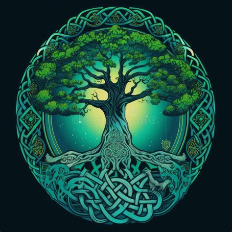 Die Lebhafte Keltische Baum Des Lebens Und Todessymbol Generative Ai