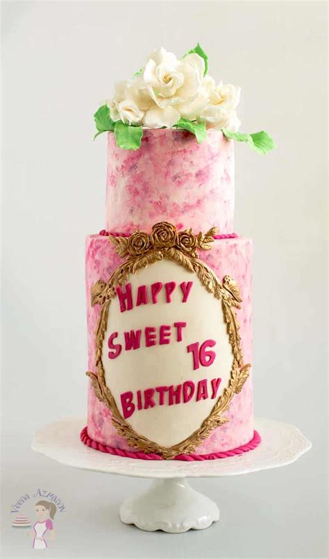 This day is about you. Pink Sweet Sixteen Birthday Cake with Sugar Gardenias ...