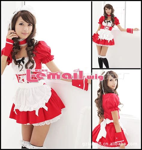 Free Shipping Japanese Anime Red And Black Maid Outfits Sexy Maid