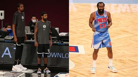 The brooklyn nets lost a crucial part of their big 3 with james harden leaving 43 seconds into game 1 with a right hamstring injury. Nets Harden Kyrie Durant : Pz4rwxmye Gphm - The bad news ...