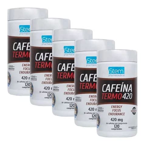 Kit 5 Cafeína Termo 420mg 120 Comprimido Stem Pharmaceutical
