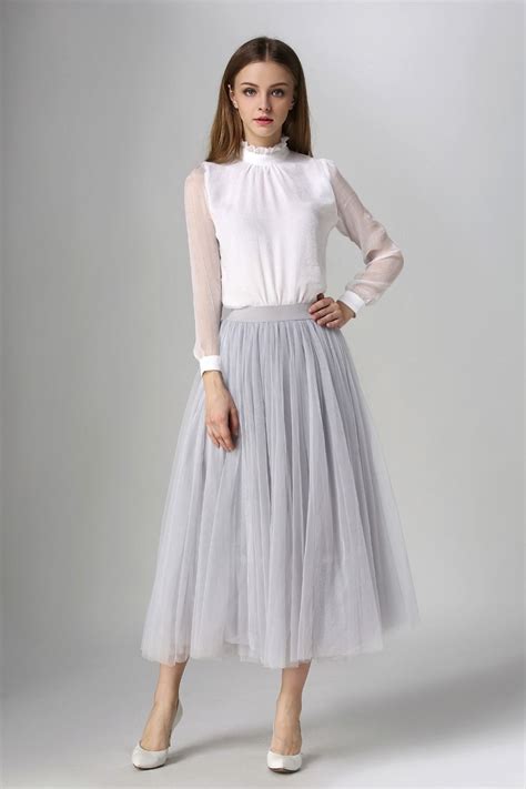 Skirts Women Elegant Pleated Maxi Tulle Skirt Big Swing Long High Waist