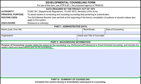 Counseling Using Da 4856 Filling Out The Form