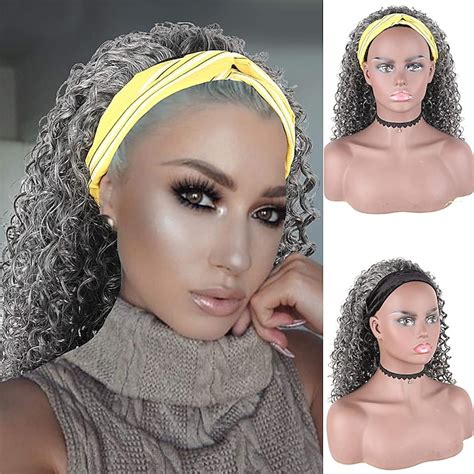Curly Wave Loose Wave Headband Wigs With Headbands Attached Half Wigs