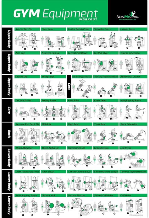 Gym Equipment Exercise Poster For Home Or Fitness Center 20 X 30