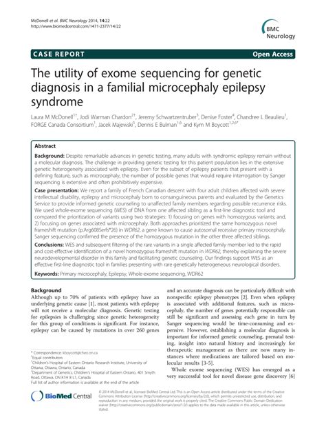 Pdf The Utility Of Exome Sequencing For Genetic Diagnosis In A