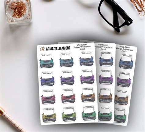 Word Count Typewriter Stickers Tracker Track Nanowrimo Etsy
