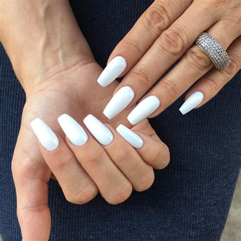 Fancy White Coffin Nails Bright And Fasionable Designs 2018 Styles Art