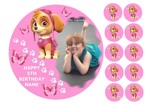 Buy Skye Paw Patrol Edible Birthday Cake Topper 75 Round With 10