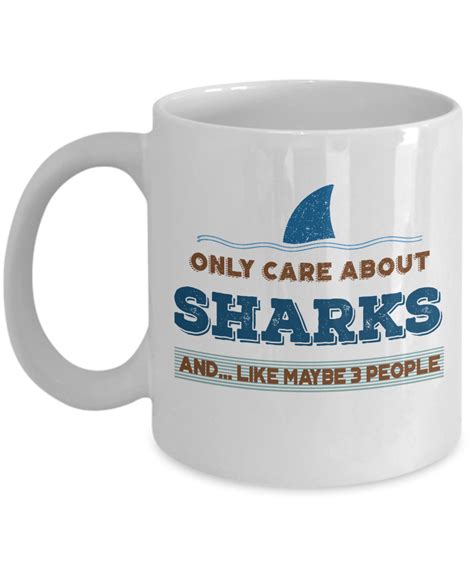 Funny Shark Mug Retro Style 11oz 15oz Coffee Mug Only Care About Sharks