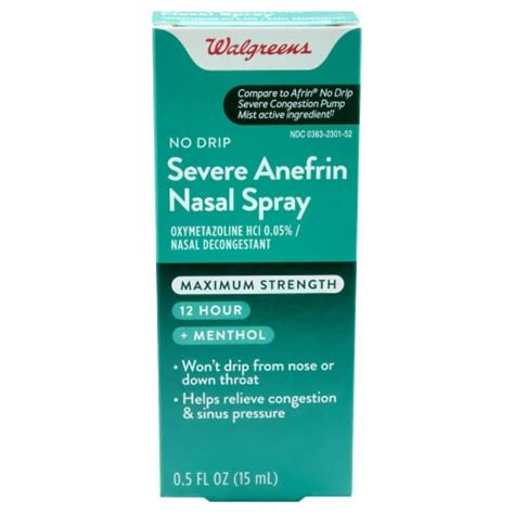Walgreens 12 Hour Maximum Strength No Drip Severe Anefrin Nasal Spray