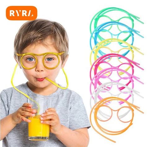 Straw Glasses Funny Flexible Drinking Tube Birthday Holiday Party Accessories Plastic Drinking