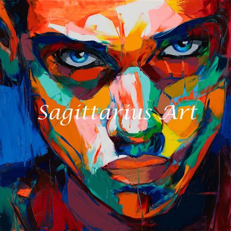 Hand Painted Abstract Cool Face Art Untitled 218 Oil Painting Canvens