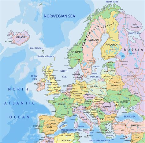 Physical Map Of Europe With Countries Map Of World