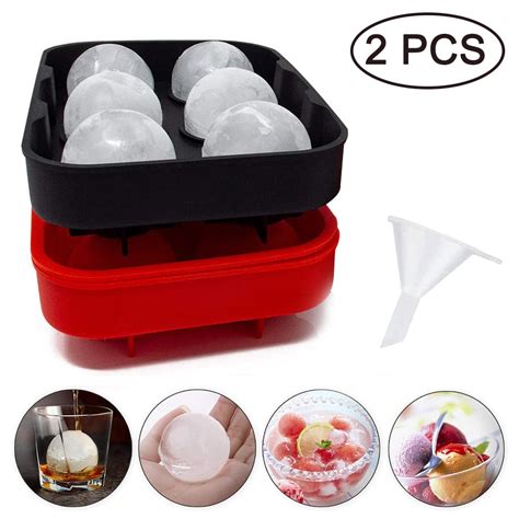 Silicone Ice Cube Mold Ice Ball Mold For Round Ice Cubes 2 Pack Black
