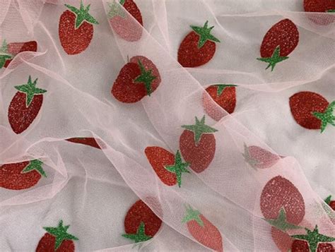 9 Colors Glitter Sequin Sweet Strawberry Lace Fabric For Diy Etsy