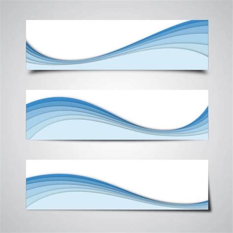 3 Abstract Banners With Blue Waves Vector Download