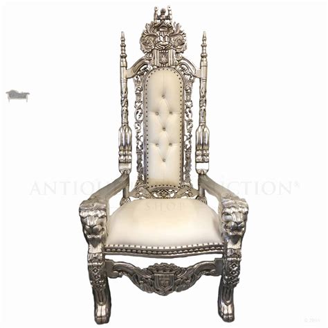 Gothic Black Lion King Throne Chair Antique Reproduct