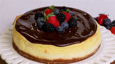 New York Cheesecake With Chocolate Ganache Topping Youtube