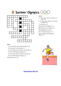 Printable crossword puzzles can be created to focus on a certain category such as animals or famous people and can easily be manipulated for a variety of skill levels and enjoyment. Summer Olympics Crossword Puzzle Worksheet for 3rd - 6th ...