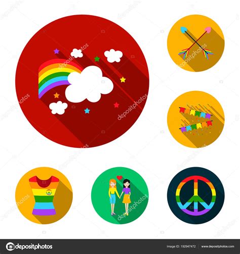 gay and lesbian flat icons in set collection for design sexual minority and attributes vector