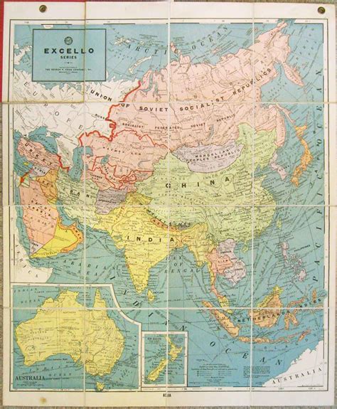 Untitled Folding Map Of Asia Excello Series By Asia World War Ii