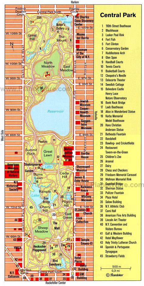Map of central park NYC - Printable map of central park New York (New