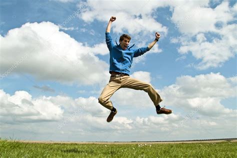 Happy Guy Jumping In The Air Stock Photo By ©nilaya 11259063