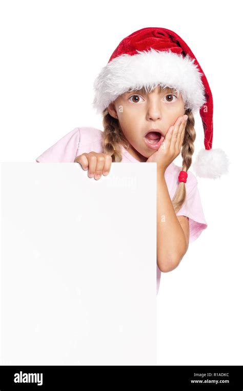 Happy Little Girl In Santa Hat Stock Photo Alamy