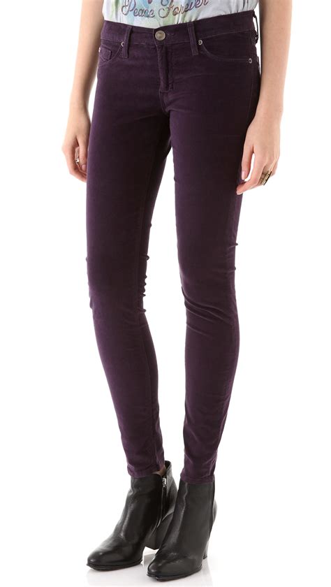Lyst Hudson Jeans Krista Super Skinny Velvet Pants In Purple