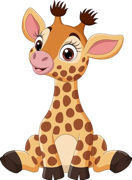 Séance De Dessin Animé Mignon Bébé Girafe Vecteur Premium