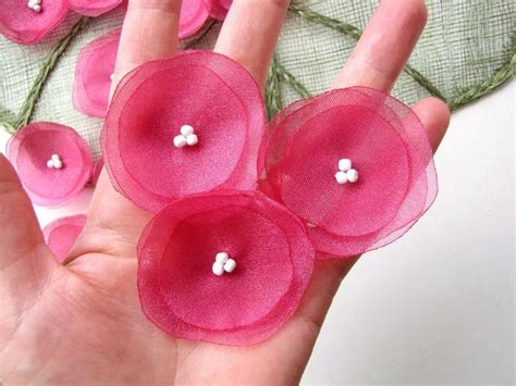 Organza Sew On Flower Appliques Fabric Flowers Floral Etsy Fabric