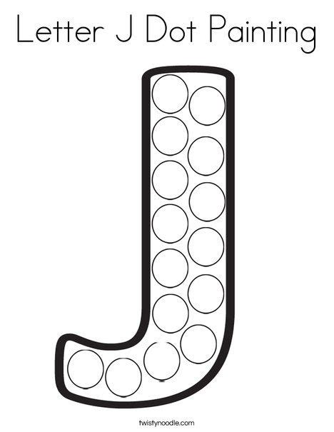 Letter J Dot Painting Coloring Page Twisty Noodle J Dot Letter J
