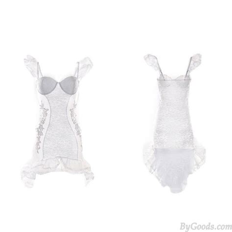 Sexy White Lace Temptation Mesh Bride Dress See Through Lace Nightgown Chemise Wedding Teddies