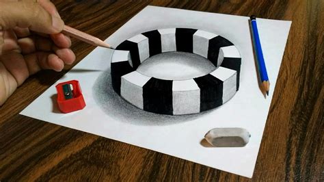 Drawing 3d loch ness monster, long version. 3D Trick Art on Paper Round Ring - YouTube