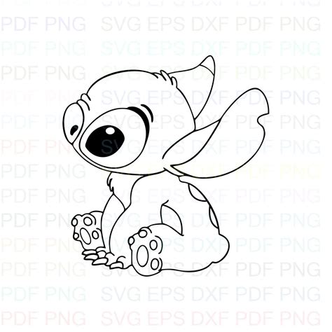 Stitch Looking For One Side Lilo And Stitch Left Outline Svg Etsy