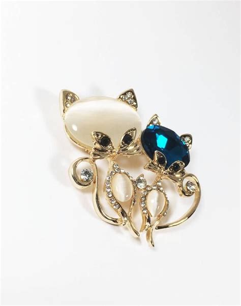 Rhinestone Cat Pin Vintage 1980s Two Sophisticated Siamese Etsy Cat