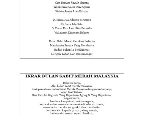Lirik Lagu Bulan Sabit Merah Malaysia Lagu Persatuan Bulan Sabit