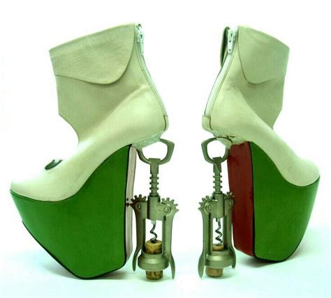 Extreme Shoes Green Corkscrew Crazy Shoes Funky Shoes Artistic Shoes