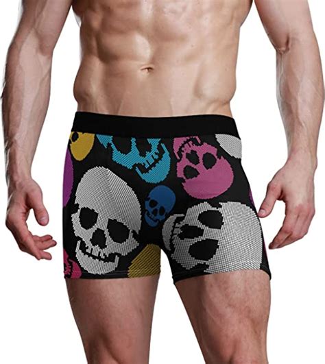 Men S Underwear Colorful Skulls Boxer Briefs Soft Breathable Boxers